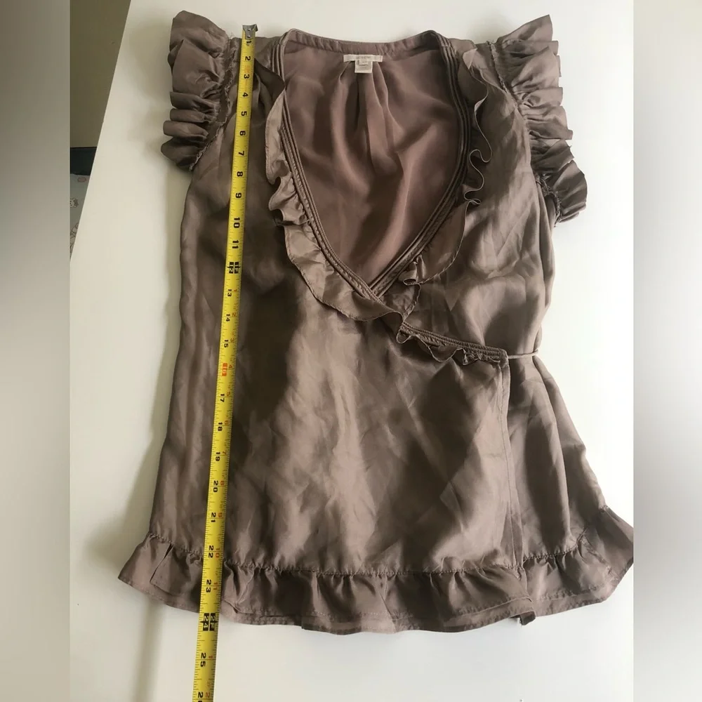 J.Crew Ruffled Lace Trim Wrap Sleeveless Blouse 100% Silk Size: 4